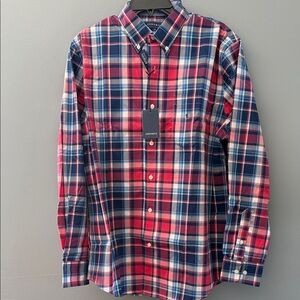 Crown & Ivy Red and Blue Plaid Button Down Shirt